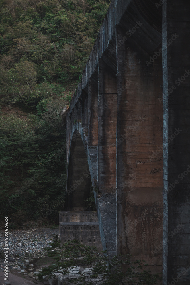 Bridge in mountains in Batumi, Georgia. Beautiful nature of Georgia. Forest in the mountains. High quality photo Bridge in mountains in Batumi, Georgia. Beautiful nature of Georgia. Forest in the mountains. High quality photo