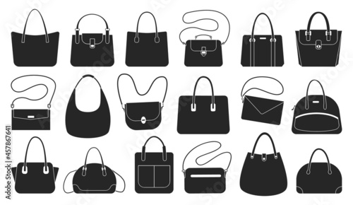Woman bag isolated black set icon. Vector illustration handbag on white background. Vector black set icon woman bag.