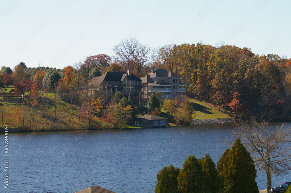 lake front property in autumn