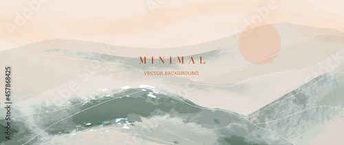 Winter background design  with watercolor brush texture, Flower and botanical leaves watercolor hand drawing. Abstract art wallpaper design for wall arts, wedding and VIP invite card.  Vector EPS10