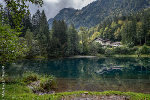 The mountain lake Christlessee in the near from Oberstdorf in Germany is famous for the clear water.