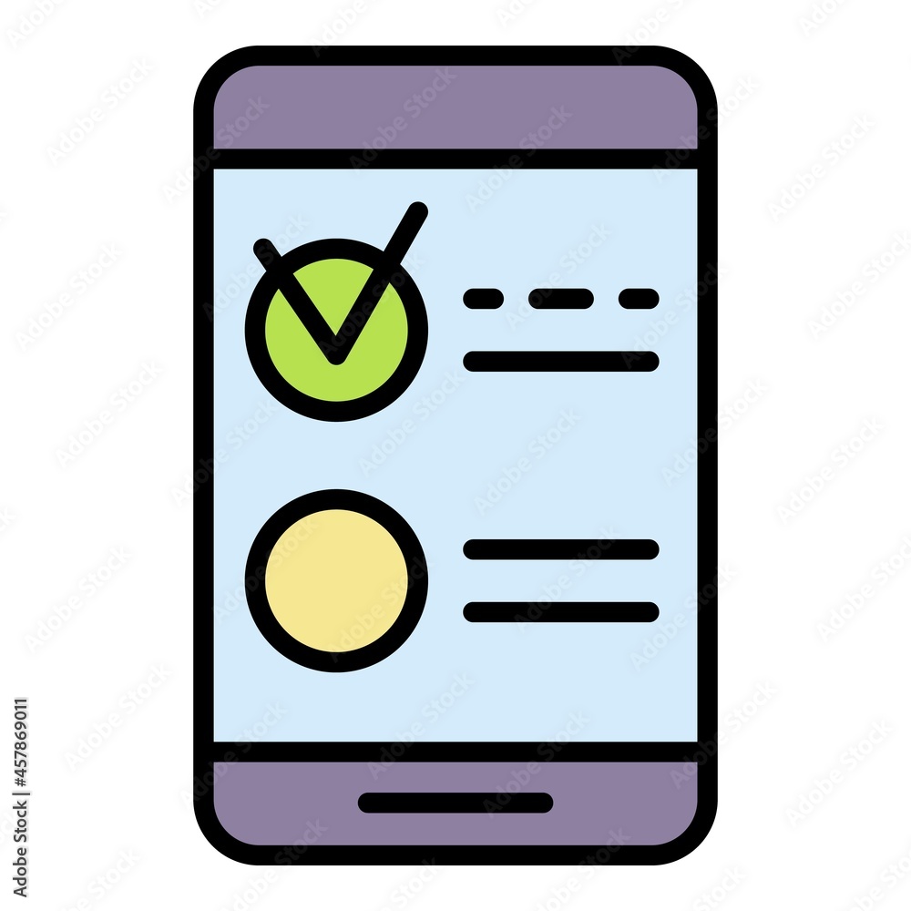 Smartphone test vote icon. Outline smartphone test vote vector icon color flat isolated Smartphone test vote icon. Outline smartphone test vote vector icon color flat isolated