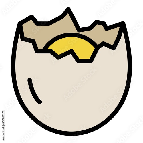 Cracked eggshell icon. Outline cracked eggshell vector icon color flat isolated