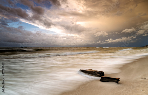 Fototapeta Naklejka Na Ścianę i Meble -  Landscape above the sea. Sand, beach and sea. Landscape from the Baltic Sea.