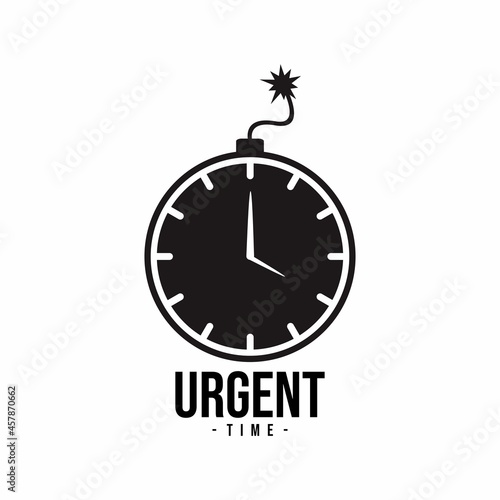 Urgent time, Clock and bomb symbol logo