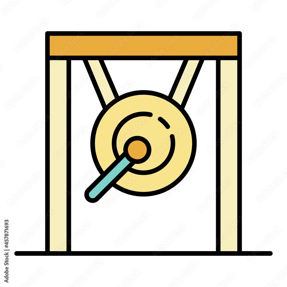 Boxing gong icon. Outline boxing gong vector icon color flat isolated Boxing gong icon. Outline boxing gong vector icon color flat isolated