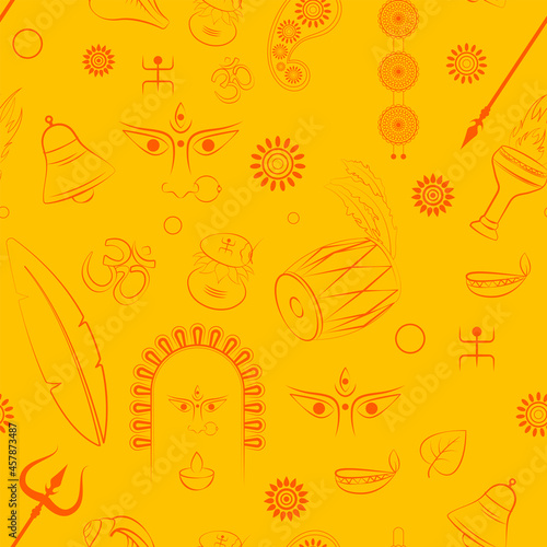 durga puja seamless pattern background vector illustration