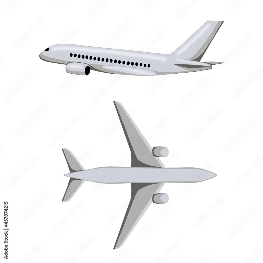 Hand draw airplane isolated in white. Digital illustration plane. A set of illustrations of air transport. Travel symbol. adventure clipart