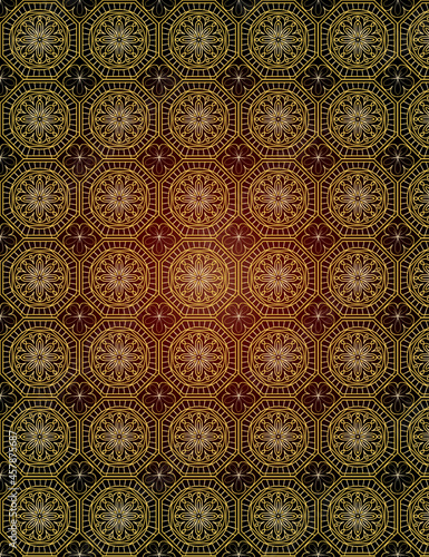 Golden pattern of Geometric shapes flowers