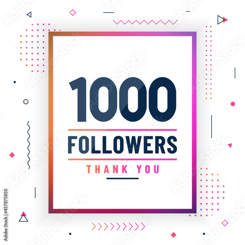 Thank you 1000 followers, 1K followers celebration modern colorful design.