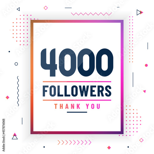 Thank you 4000 followers, 4K followers celebration modern colorful design.