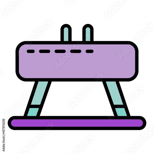 Vaulting horse icon. Outline vaulting horse vector icon color flat isolated