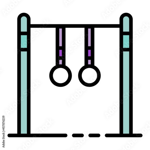Crossbar with rings icon. Outline crossbar with rings vector icon color flat isolated