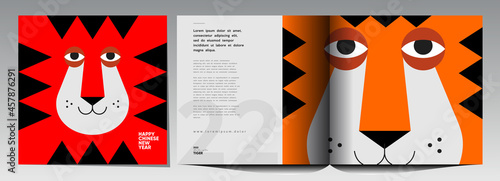 2022. Year of the tiger. Happy Chinese new year. Vector illustration. Holiday background for a poster, banner, postcard, cover.