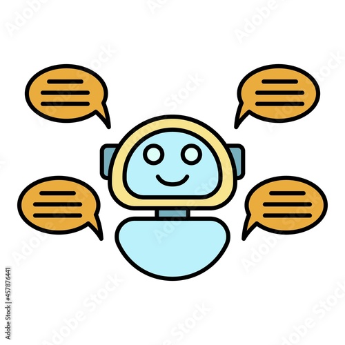 Chat bot four bubble icon. Outline chat bot four bubble vector icon color flat isolated