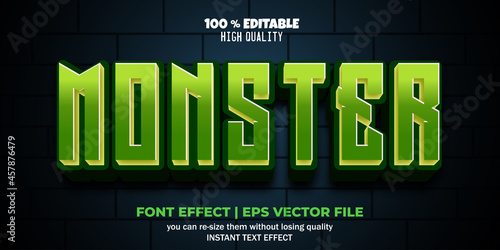 Monster editable text effect 3d cartoon style