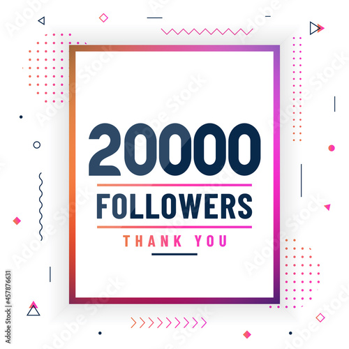 Thank you 20000 followers, 20K followers celebration modern colorful design.