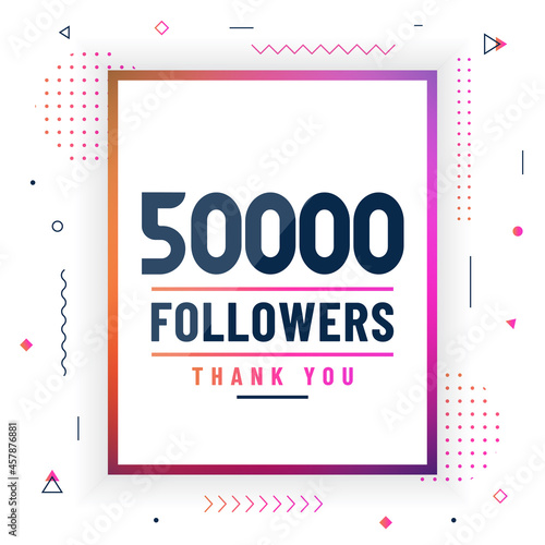 Thank you 50000 followers, 50K followers celebration modern colorful design.