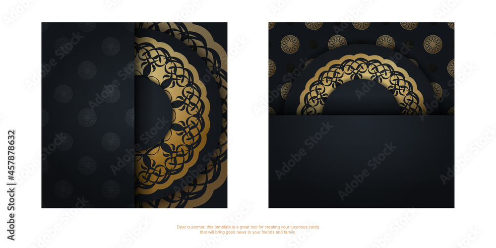 Black postcard with abstract brown ornament for your design. Black postcard with abstract brown ornament for your design.
