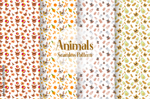 abstract seamless pattern of several animals