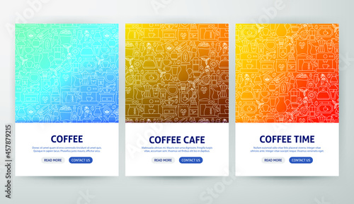 Coffee Flyer Concepts. Vector Illustration of Outline Design.