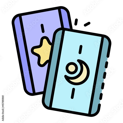 Wizard cards icon. Outline wizard cards vector icon color flat isolated