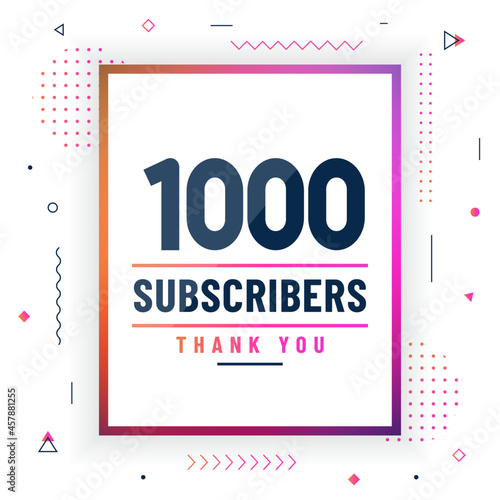 Thank you 1000 subscribers, 1K subscribers celebration modern colorful design.