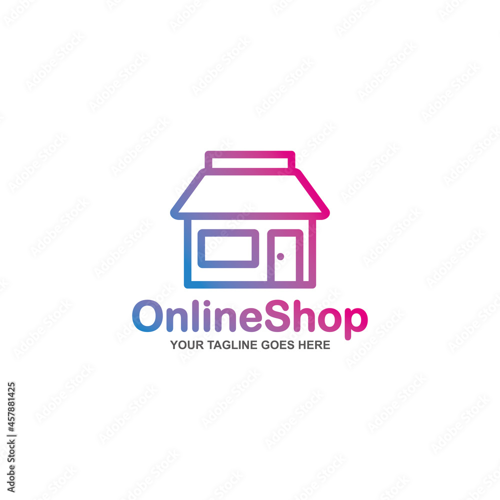Online shop logo. Online store logo. Application mobile online shop logo design illustration Online shop logo. Online store logo. Application mobile online shop logo design illustration