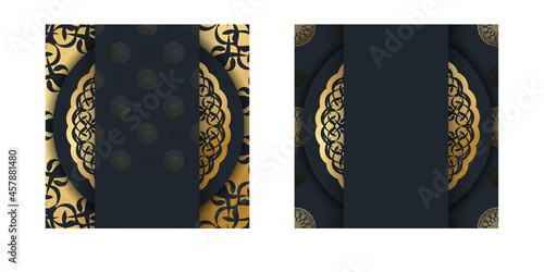Postcard in black with a greek brown pattern for your brand.