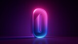 3d render, number null, digital zero symbol, pink blue gradient neon light glowing in the dark