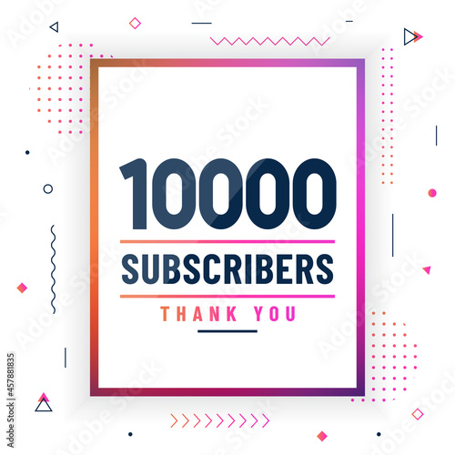 Thank you 10000 subscribers, 10K subscribers celebration modern colorful design.