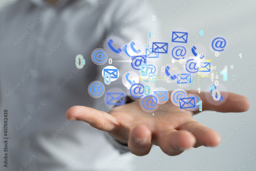 3D rendering flying email icon and web flying 3D rendering flying email icon and web flying