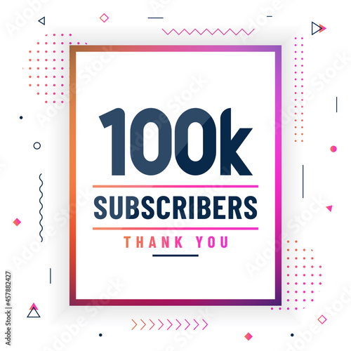 Thank you 100K subscribers, 100000 subscribers celebration modern colorful design.