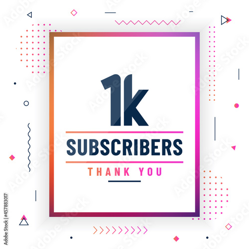 Thank you 1K subscribers, 1000 subscribers celebration modern colorful design.