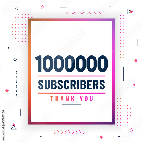 Thank you 1000000 subscribers, 1M subscribers celebration modern colorful design.