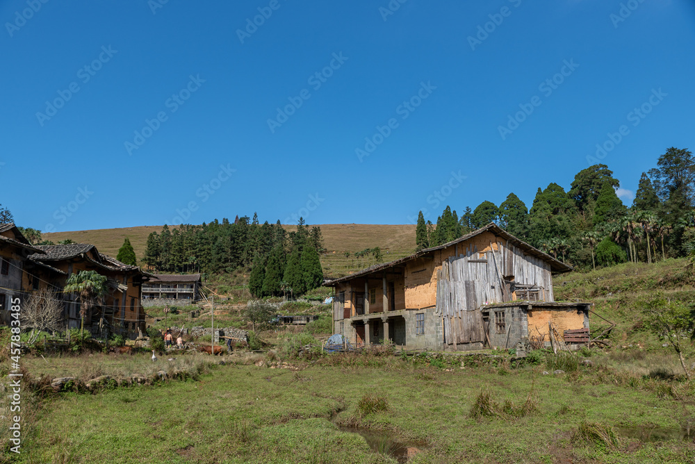 Abandoned houses on rural meadows Abandoned houses on rural meadows