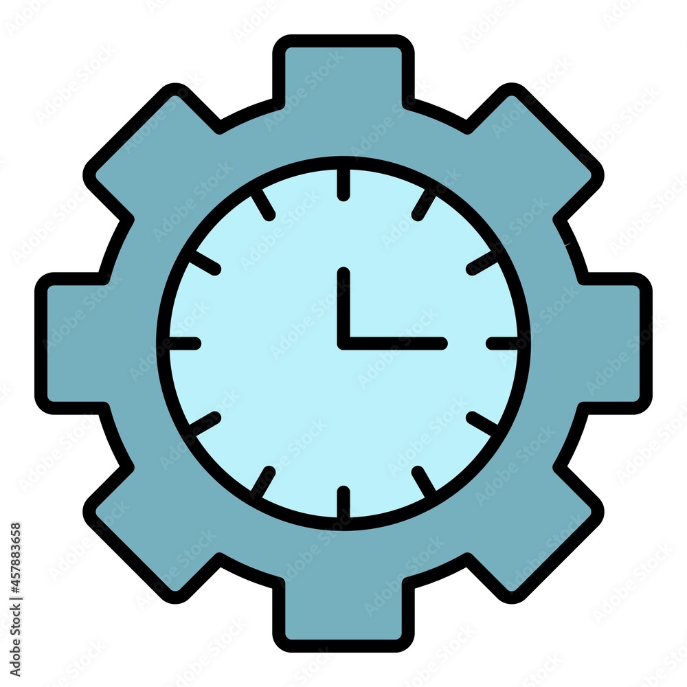 Time business gear icon. Outline time business gear vector icon color flat isolated Time business gear icon. Outline time business gear vector icon color flat isolated