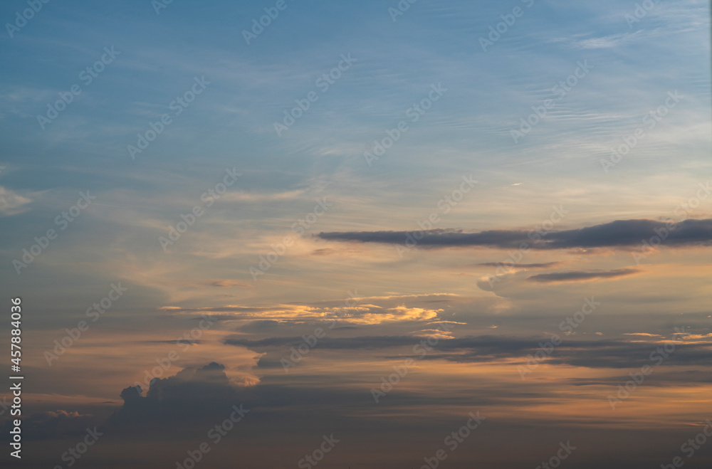 Beautiful clouds with blue sky background. Nature weather