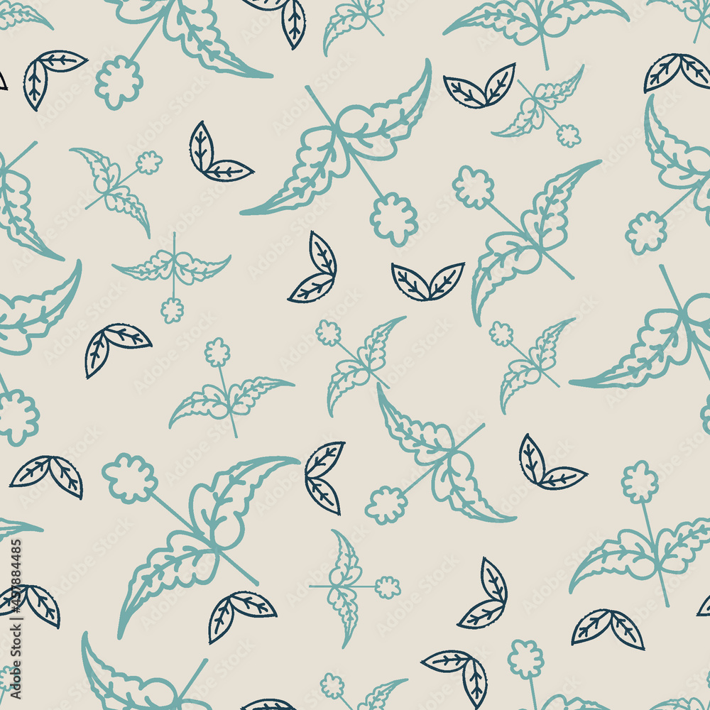 Flowers, leaves, and branches seamless vector floral pattern. Flowers, leaves, and branches seamless vector floral pattern.