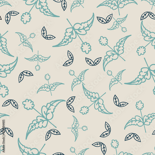 Flowers  leaves  and branches seamless vector floral pattern.