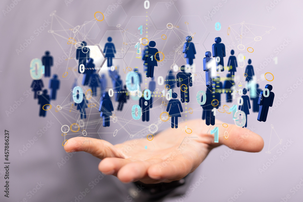 Businessman using data network with his fingers Businessman using data network with his fingers