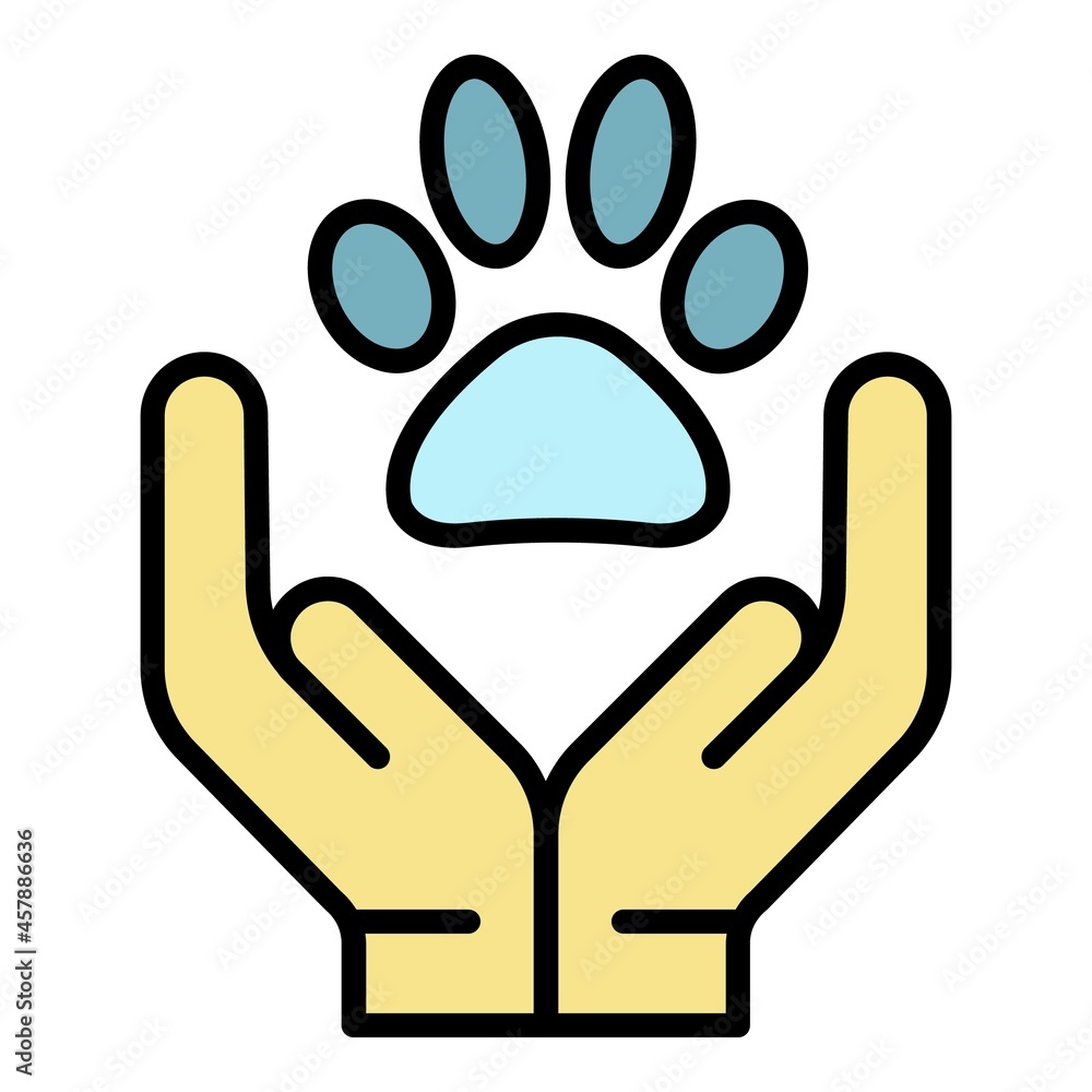 Keep care pet icon. Outline keep care pet vector icon color flat isolated Keep care pet icon. Outline keep care pet vector icon color flat isolated