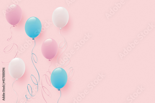 パステルカラーの風船イラスト背景