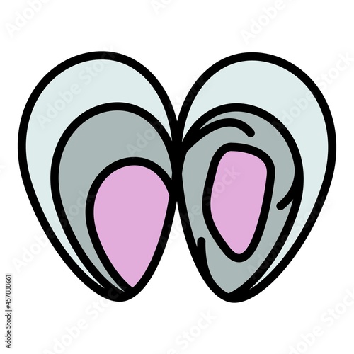 Open mussels icon. Outline open mussels vector icon color flat isolated
