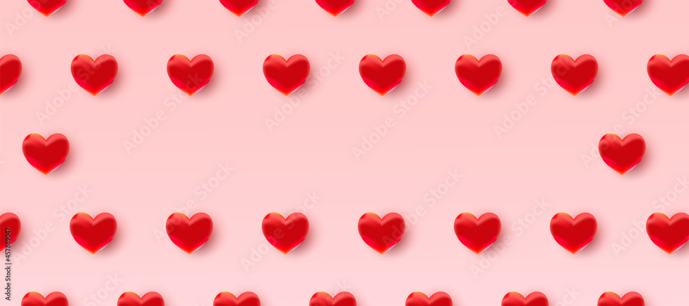 Romantic frame composition with red flying hearts. Valentine's Day. Vector illustration Romantic frame composition with red flying hearts. Valentine's Day. Vector illustration
