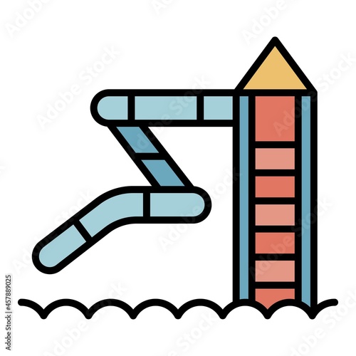 Aquapark slide icon. Outline aquapark slide vector icon color flat isolated