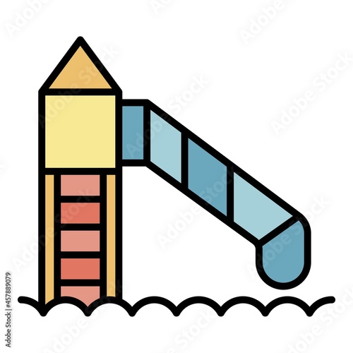 Aquapark tower icon. Outline aquapark tower vector icon color flat isolated