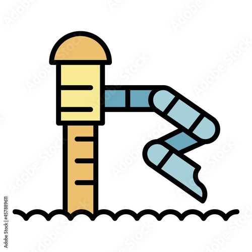 Kid aquapark slide icon. Outline kid aquapark slide vector icon color flat isolated