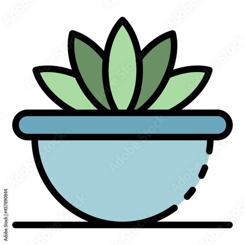 Succulent houseplant icon. Outline succulent houseplant vector icon color flat isolated