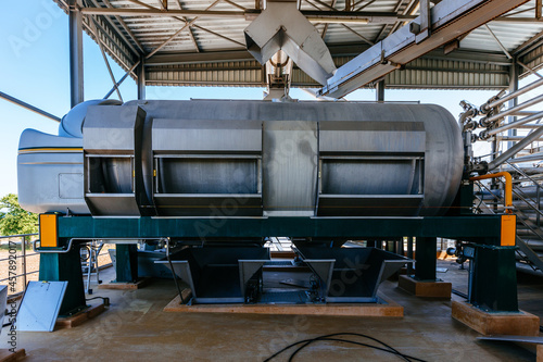 Pneumatic press equipment in modern winery production line photo